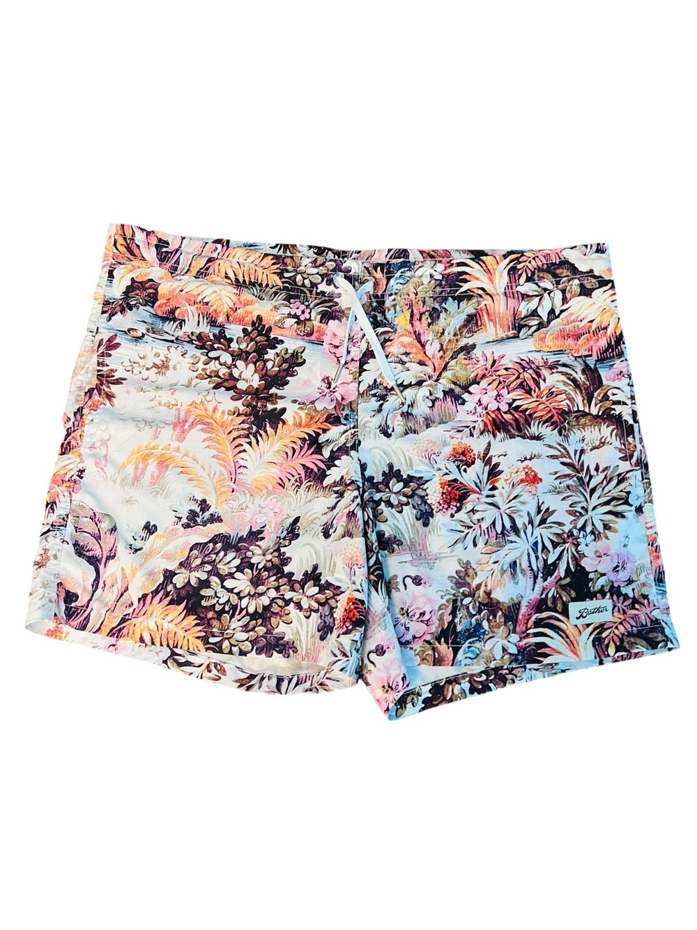 Bather Men's Tropical Swim Trunks - Pastel and Brown Multicolor Size Medium